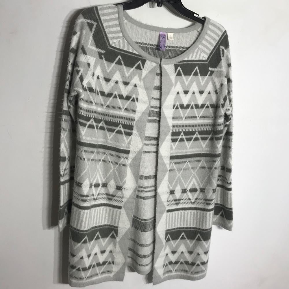 Alya Grey Open Front Mixed Print Cardigan Sz small women’s